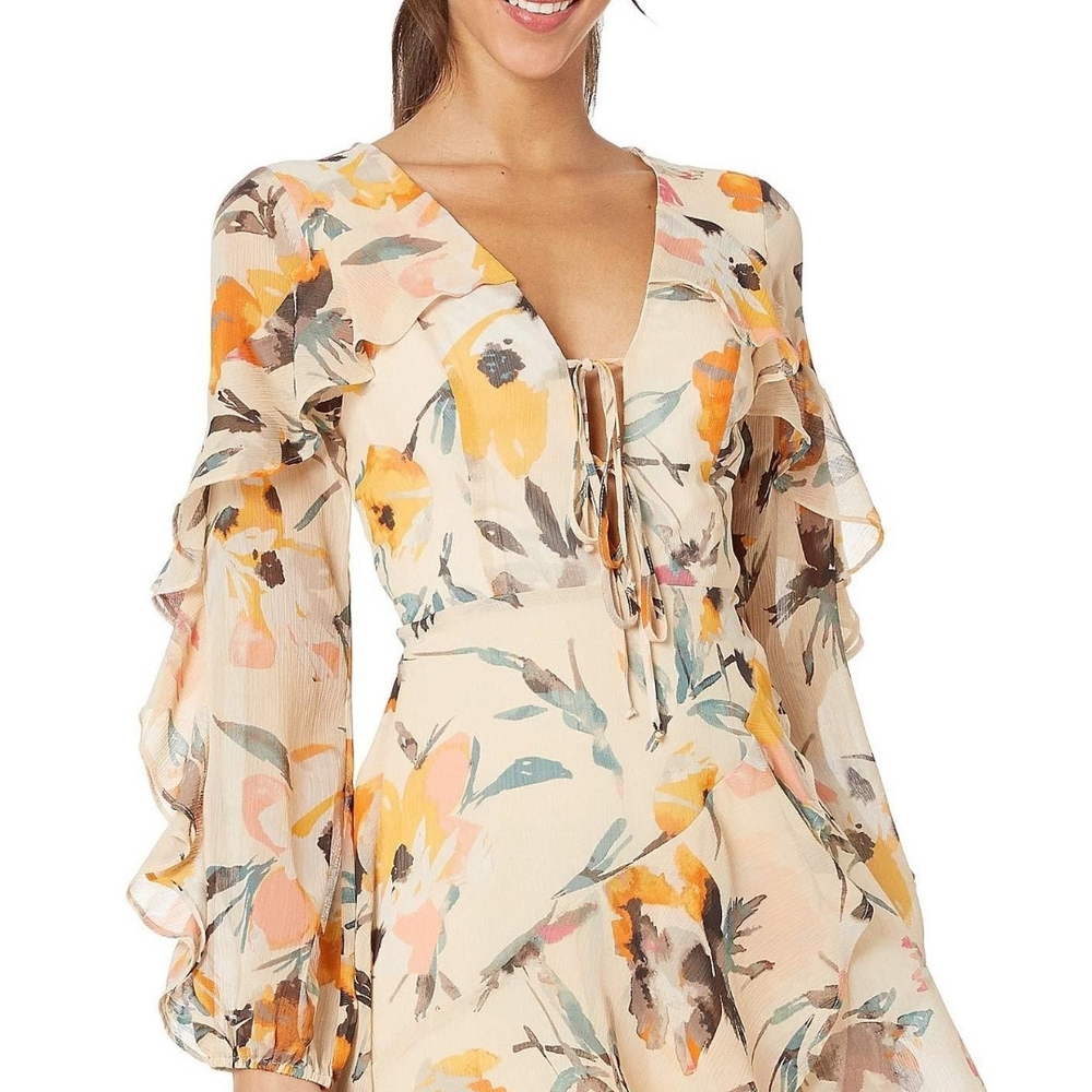 NWT BCBG Floral Ruffle Sleeve Dress